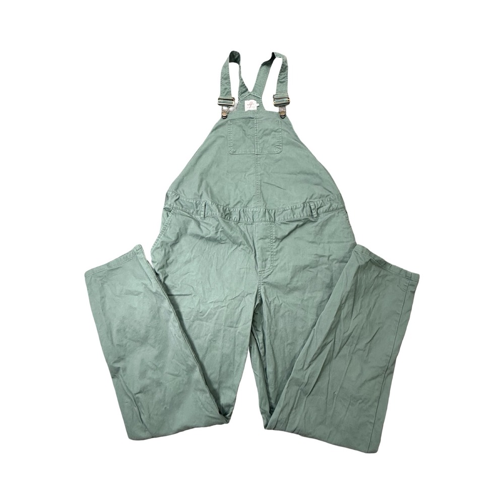The Nines by Hatch Overalls Women M Green Straight Cotton